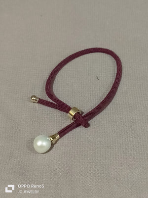 Y bracelet red wine silk pearl - image