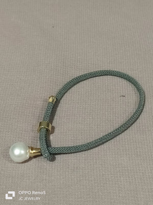 Y bracelet olive green silk Pearl - image