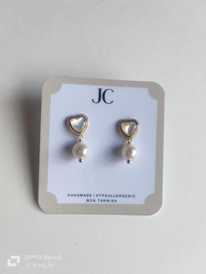 Saltwater Pearl Earrings  Petit Heart - image