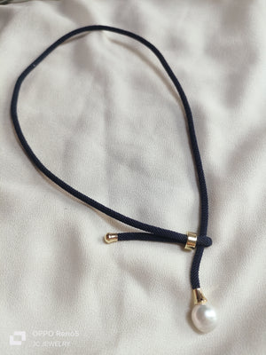 Necklace Silk pearl Dark blue - image