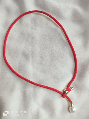 Necklace Silk pearl red - image