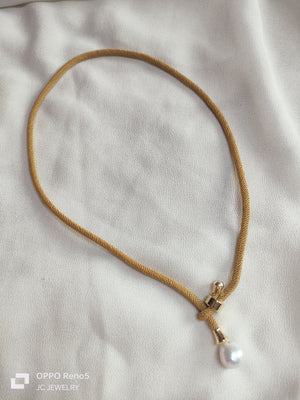 Necklace Silk PEARL mustard - image