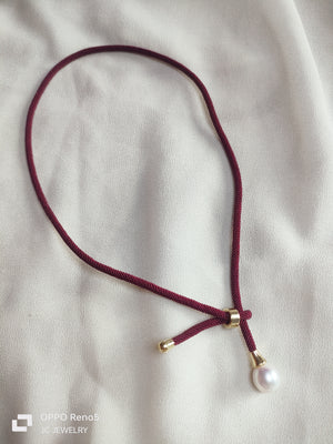 Necklace Silk PEARL red wine - image