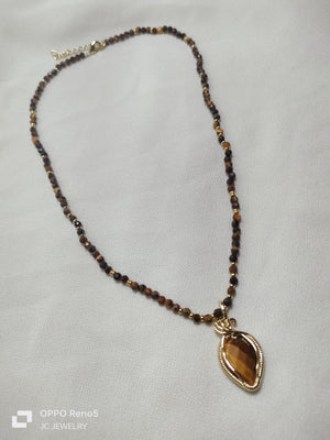 Tigers eye Drop Necklace - image