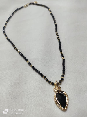 Black onyx Drop Necklace - image