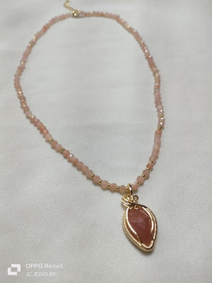 Strawberry quartz  Drop    Necklace - image