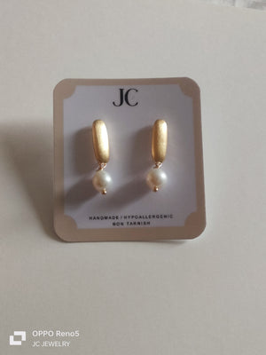 Saltwater Pearl Gold Stick  Earrings - image