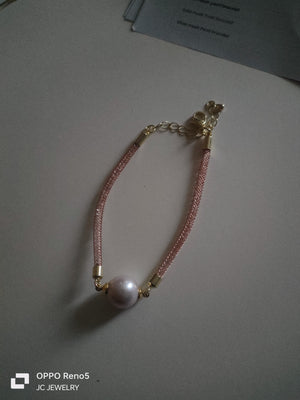 Rosegold Mesh Freshwater pearl bracelet - image