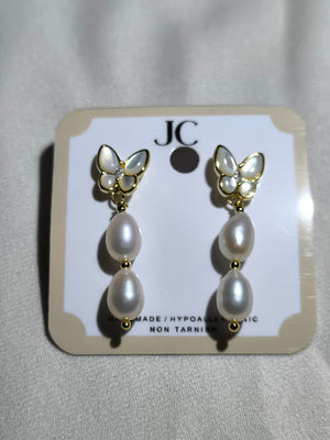 White Frehwater Pearl Dangling Earrings12 - image