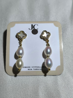 White Frehwater Pearl Dangling Earrings14 - image