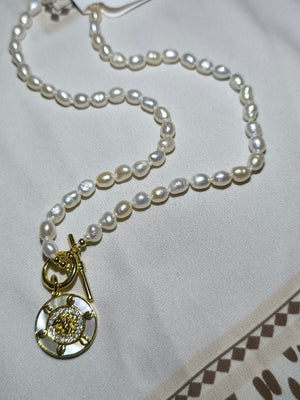 FRESHWATER pearl Y necklace with MOP PENDANT 2 - image