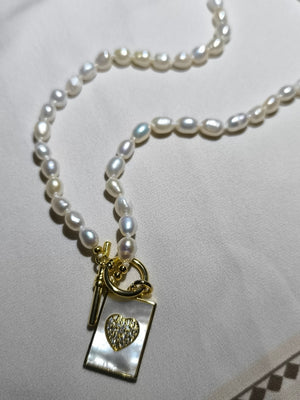 FRESHWATER pearl Y necklace with MOP PENDANT 6 - image