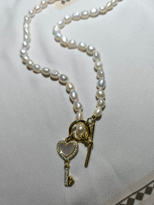 FRESHWATER pearl Y necklace with MOP PENDANT 10 - image