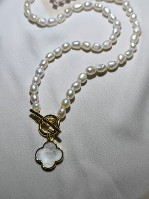 FRESHWATER pearl Y necklace with MOP PENDANT 11 - image