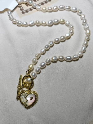 FRESHWATER pearl Y necklace with MOP PENDANT 12 - image