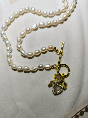 FRESHWATER pearl Y necklace with MOP PENDANT 15 - image