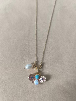 PINK BUTTERFLY PEARL NECKLACE - image