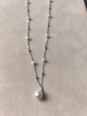 White Drop white Chain Necklace - image