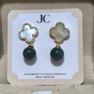 Jade earrings clover 1002 - image