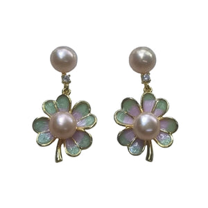 2 pearl Drop pink earrings 53 - image