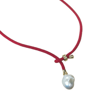 BAROQUE PEARL necklace dark red 3 - image