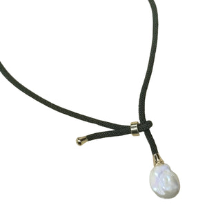 BAROQUE PEARL NECKLACE MOSS GREEN7 - image