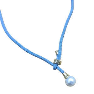 Round Freshwater Pearl Necklace 5 skyblue - image
