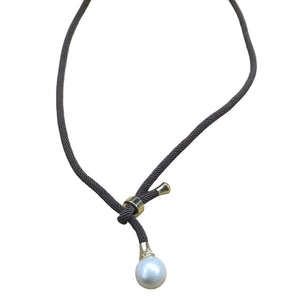 Freshwater Pearl Necklace Round deep brown 2 - image