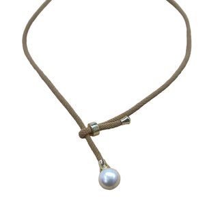 Freshwater Pearl Necklace Round tan 1 - image