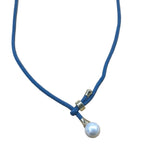 Freshwater Pearl Round Necklace denim blue 13 - Denim blue