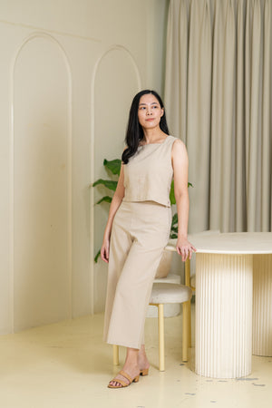 Relaxed Cotton Linen Pants - Natural - image