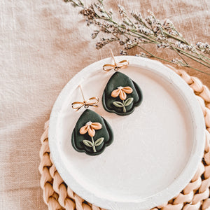 Green Floral Earrings - image