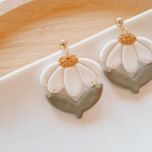 Blooming Flower Daisy Dangling Earrings - image