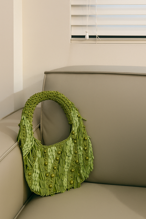 SINING (Olive Green Fully Beaded Shoulder Bag) - image
