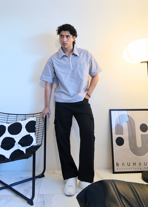 Boxy Half Zip Polo | Windy Stripes - image