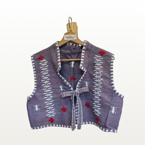 Tiniri Cropped Vest with Itneg Embroidery - Light Purple - image
