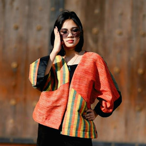 Mosaic kimono in tangerine - image