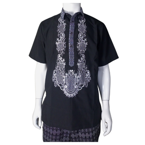 Kandama short sleeves polo barong- black