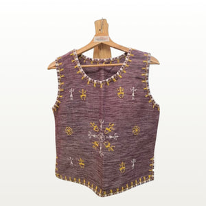 Tiniri Sleeveless Blouse with Itneg Embroidery - Purple - image