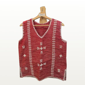Tiniri Sleeveless Blouse with Itneg Embroidery - Red - image