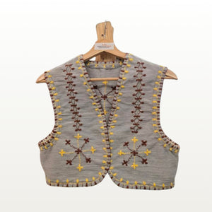 Tiniri Cropped Vest with Itneg Embroidery - Light Gray - image