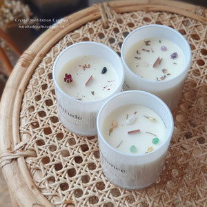 Set of 3 Manifestation Crystal Candles - Abundance. Gratitude, Peace 150g each - image