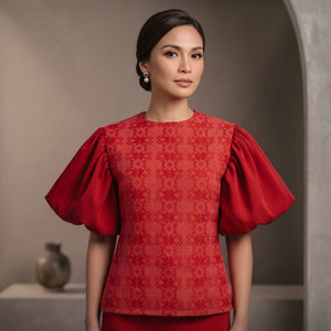La Reina Inabel Modern Filipiniana - Crimson Red - image