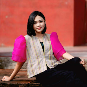 Kimona Kantarines Piña Jusi Sleeves in fuchsia - image