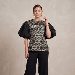 La Reina Inabel Modern Filipiniana - Midnight Black - image