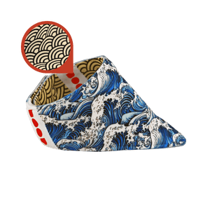 Reversible Pet Bandana - Japanese Waves and Circle - image