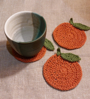 Crocheted Orange Coasters Set - image