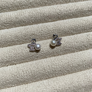 Swan Freshwater Pearl Stud Earrings - image