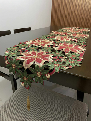 Christmas Embroidered Satin Drill Table Runner (6-Seater) - image