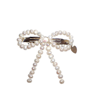 Hair clip with pearl bow - image